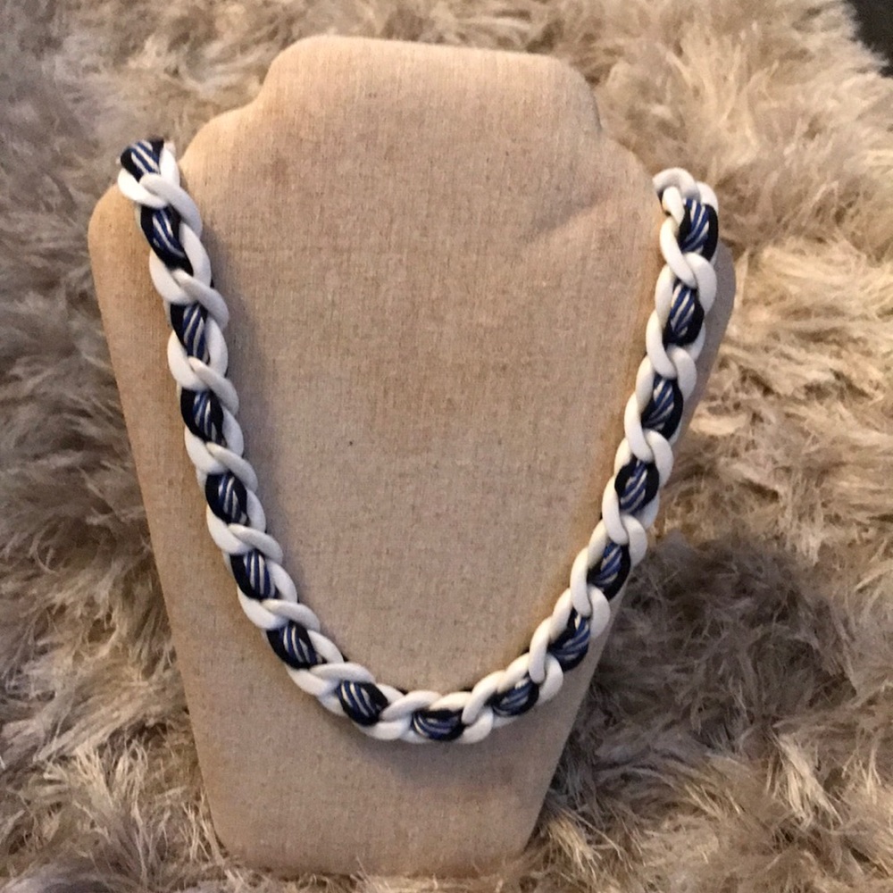 Navy and white necklace